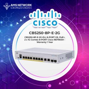 CBS250-8P-E-2G-EU, 8-PORT GE, PoE+, 2 x 1G Combo 8-PORT Cisco REFRESH - Warranty 1 Year